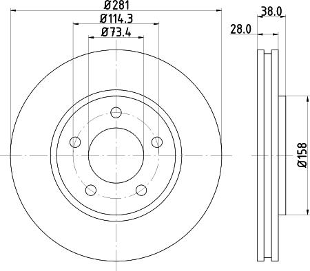 HELLA 8DD 355 107-891 - Гальмівний диск autocars.com.ua