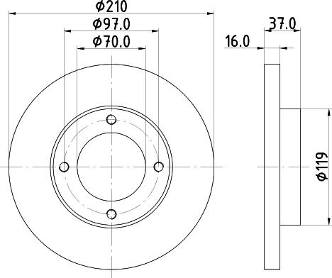 HELLA 8DD 355 108-491 - Гальмівний диск autocars.com.ua