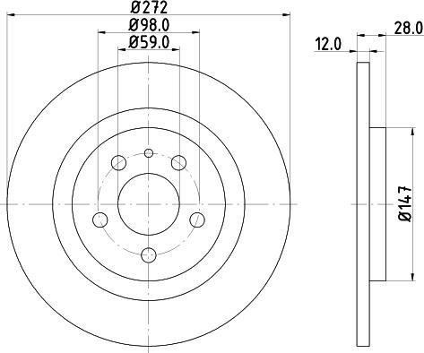 HELLA 8DD 355 109-151 - Гальмівний диск autocars.com.ua