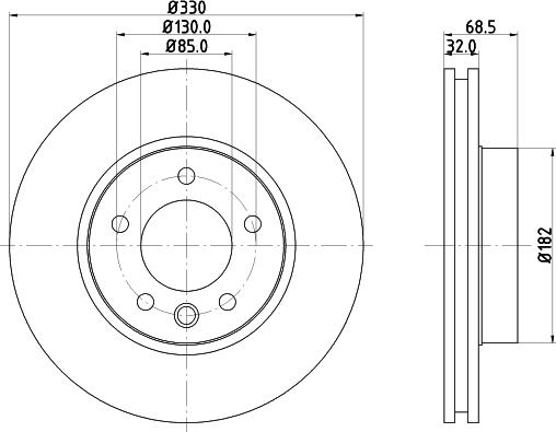 HELLA 8DD 355 128-051 - Гальмівний диск autocars.com.ua