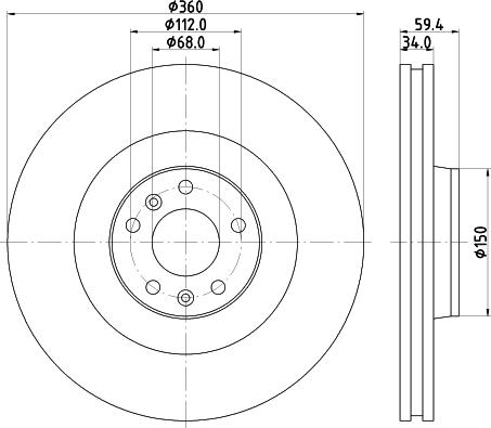 HELLA 8DD 355 109-851 - Гальмівний диск autocars.com.ua