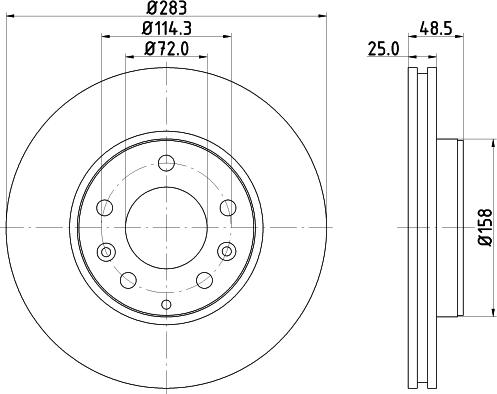 HELLA 8DD 355 128-181 - Гальмівний диск autocars.com.ua