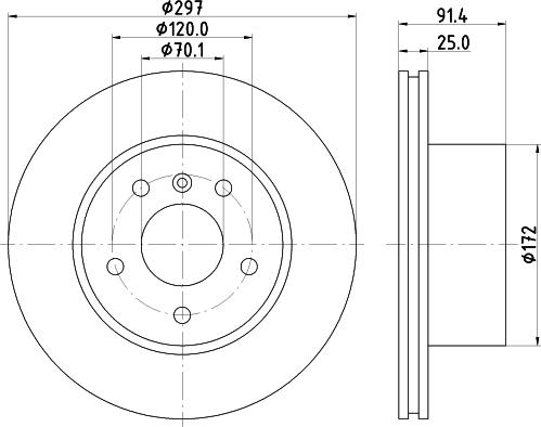 HELLA 8DD 355 110-811 - Гальмівний диск autocars.com.ua