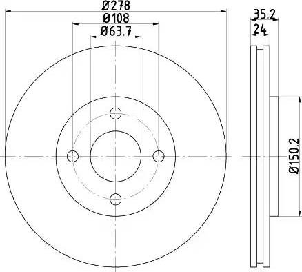 HELLA 8DD 355 110-981 - Гальмівний диск autocars.com.ua