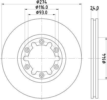 HELLA 8DD 355 111-741 - Гальмівний диск autocars.com.ua