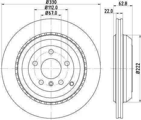 HELLA 8DD 355 121-721 - Гальмівний диск autocars.com.ua