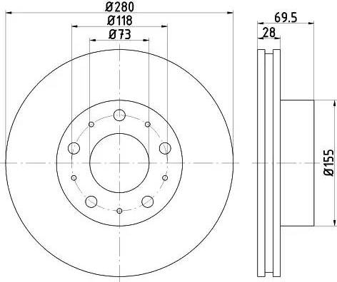 HELLA 8DD 355 113-691 - Гальмівний диск autocars.com.ua