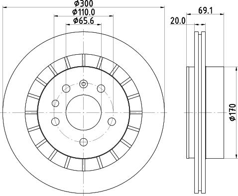 HELLA 8DD 355 114-381 - Гальмівний диск autocars.com.ua