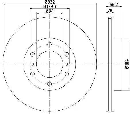 HELLA 8DD 355 114-581 - Гальмівний диск autocars.com.ua