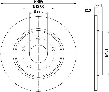 HELLA 8DD 355 129-001 - Гальмівний диск autocars.com.ua