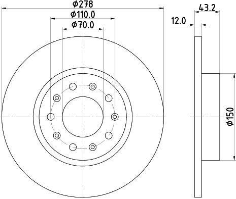 HELLA 8DD 355 116-671 - Гальмівний диск autocars.com.ua