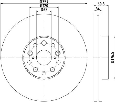 HELLA 8DD 355 116-911 - Тормозной диск avtokuzovplus.com.ua