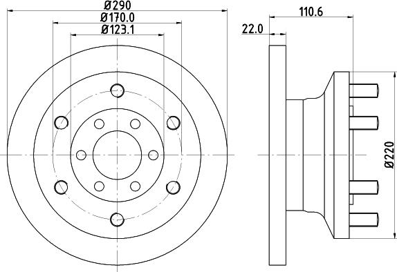 HELLA 8DD 355 117-501 - Гальмівний диск autocars.com.ua