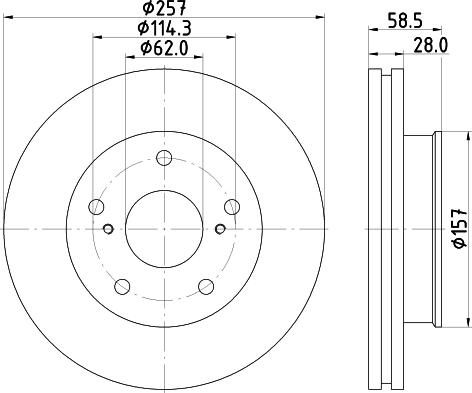 HELLA 8DD 355 117-821 - Гальмівний диск autocars.com.ua