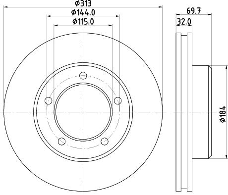 HELLA 8DD 355 118-591 - Гальмівний диск autocars.com.ua