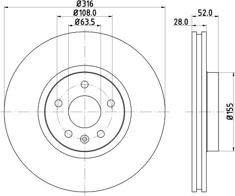 HELLA 8DD 355 118-892 - Гальмівний диск autocars.com.ua