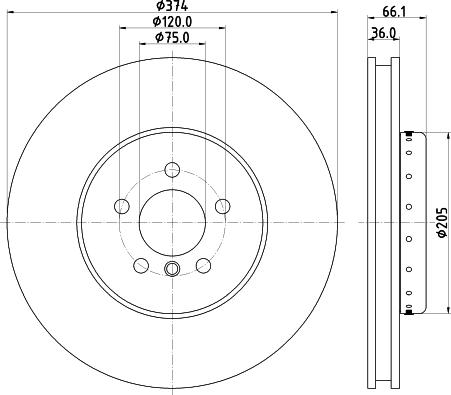 HELLA 8DD 355 120-691 - Гальмівний диск autocars.com.ua