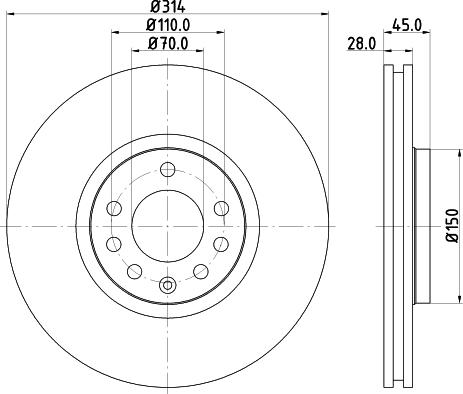 HELLA 8DD 355 122-562 - Гальмівний диск autocars.com.ua