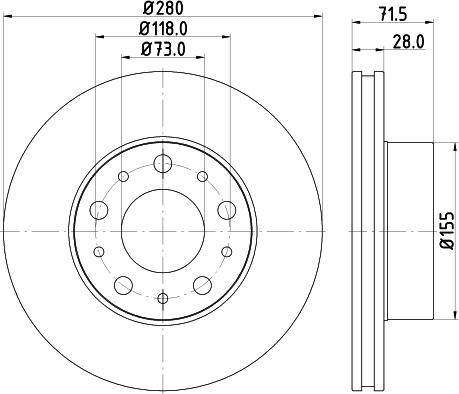 HELLA 8DD 355 122-691 - Гальмівний диск autocars.com.ua