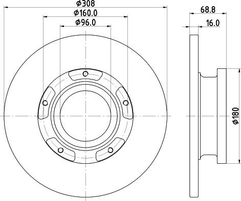 HELLA 8DD 355 122-761 - Гальмівний диск autocars.com.ua