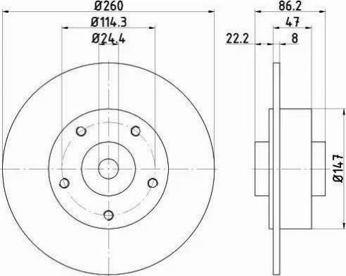 HELLA 8DD 355 120-101 - Гальмівний диск autocars.com.ua