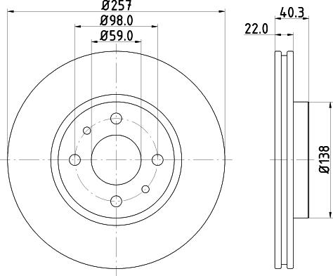 HELLA 8DD 355 124-921 - Гальмівний диск autocars.com.ua