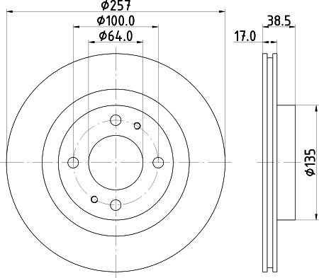 HELLA 8DD 355 125-241 - Гальмівний диск autocars.com.ua