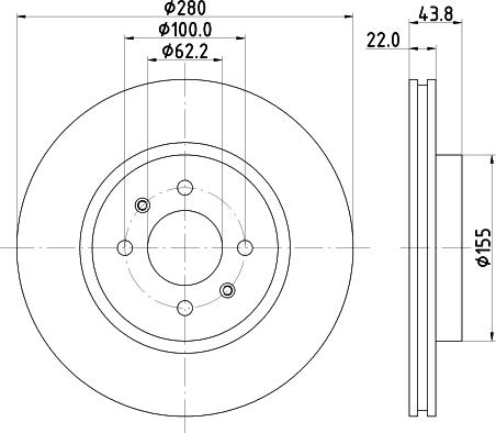 HELLA 8DD 355 125-501 - Гальмівний диск autocars.com.ua