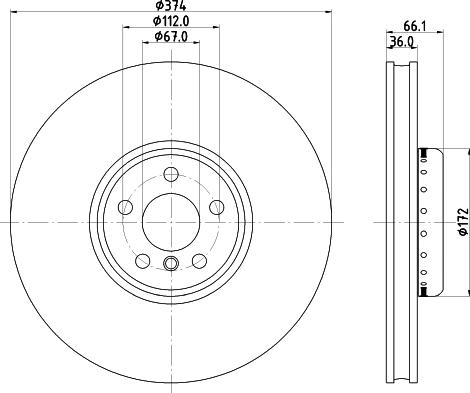 HELLA 8DD 355 126-461 - Гальмівний диск autocars.com.ua