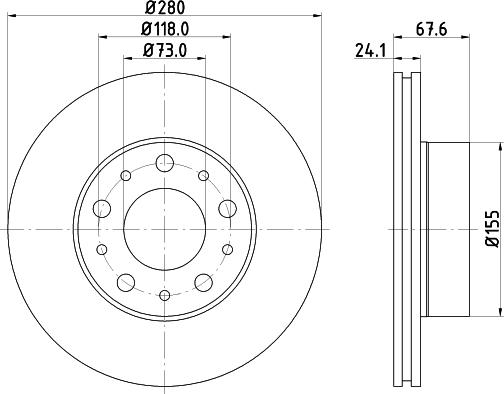 HELLA 8DD 355 127-811 - Гальмівний диск autocars.com.ua