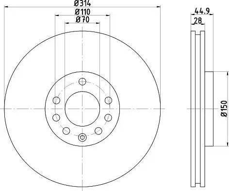 HELLA 8DD 355 109-261 - Гальмівний диск autocars.com.ua