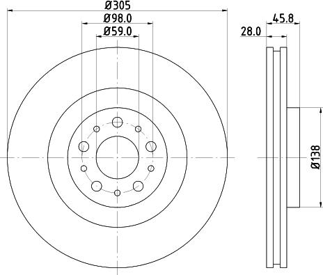 HELLA 8DD 355 129-351 - Гальмівний диск autocars.com.ua