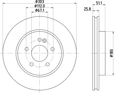 HELLA 8DD 355 129-751 - Гальмівний диск autocars.com.ua