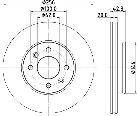 HELLA 8DD 355 130-001 - Гальмівний диск autocars.com.ua