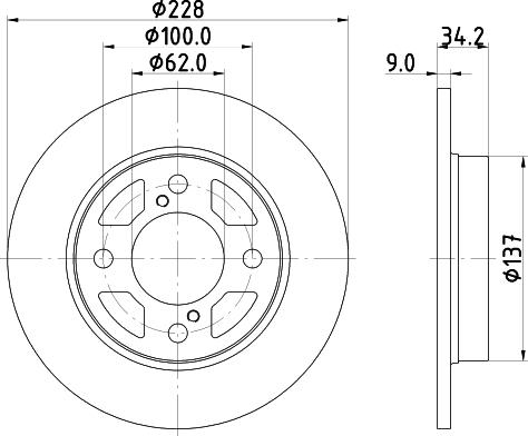 HELLA 8DD 355 132-041 - Гальмівний диск autocars.com.ua