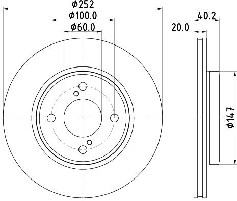 HELLA 8DD 355 132-051 - Гальмівний диск autocars.com.ua