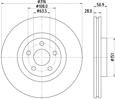 HELLA 8DD 355 133-101 - Тормозной диск avtokuzovplus.com.ua