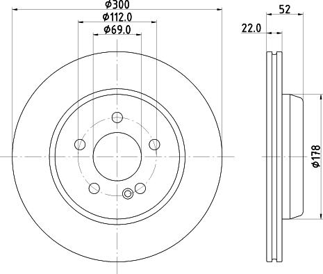 HELLA 8DD 355 134-501 - Гальмівний диск autocars.com.ua