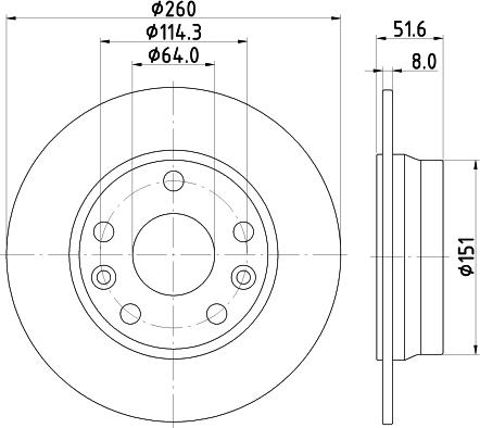 HELLA 8DD 355 134-781 - Гальмівний диск autocars.com.ua