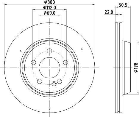 HELLA 8DD 355 134-841 - Гальмівний диск autocars.com.ua