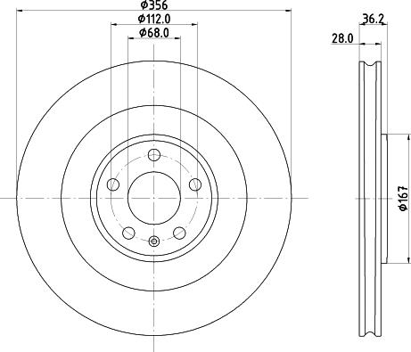 HELLA 8DD 355 134-851 - Тормозной диск avtokuzovplus.com.ua