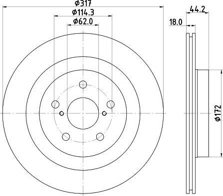 HELLA 8DD 355 134-961 - Гальмівний диск autocars.com.ua