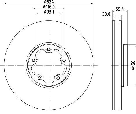 HELLA 8DD 355 135-111 - Гальмівний диск autocars.com.ua