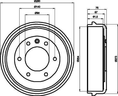 HELLA 8DT 355 300-041 - Гальмівний барабан autocars.com.ua