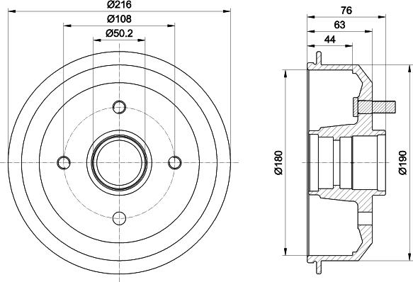 HELLA 8DT 355 300-161 - Гальмівний барабан autocars.com.ua