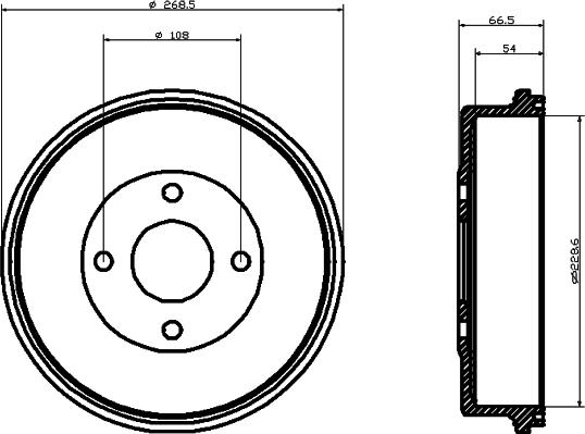 HELLA 8DT 355 300-181 - Гальмівний барабан autocars.com.ua