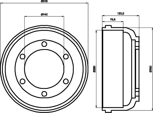 HELLA 8DT 355 300-211 - Гальмівний барабан autocars.com.ua