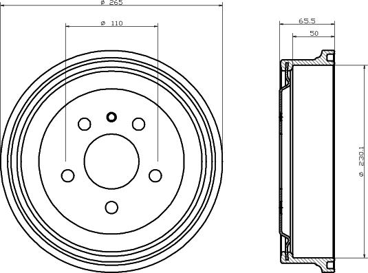 HELLA 8DT 355 300-271 - Гальмівний барабан autocars.com.ua