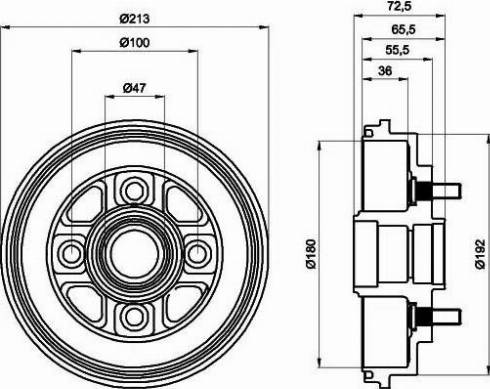 HELLA 8DT 355 300-281 - Гальмівний барабан autocars.com.ua