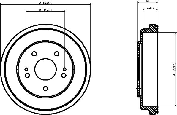 HELLA 8DT 355 300-291 - Гальмівний барабан autocars.com.ua